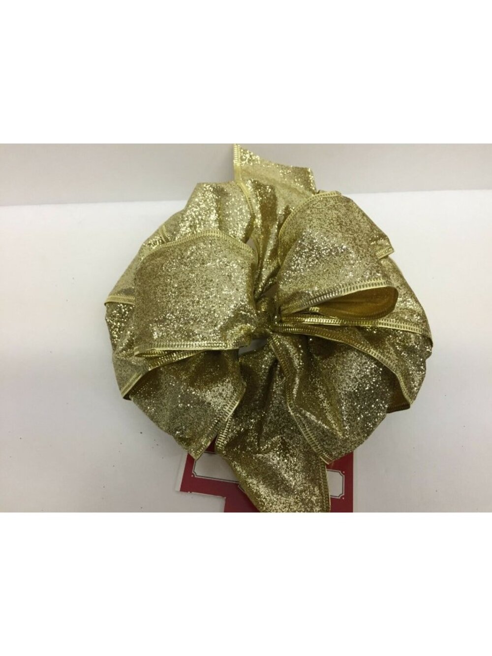 Holiday Time Gold Glitter Wide Wired Edge Christmas Gift Bow Package Wedding